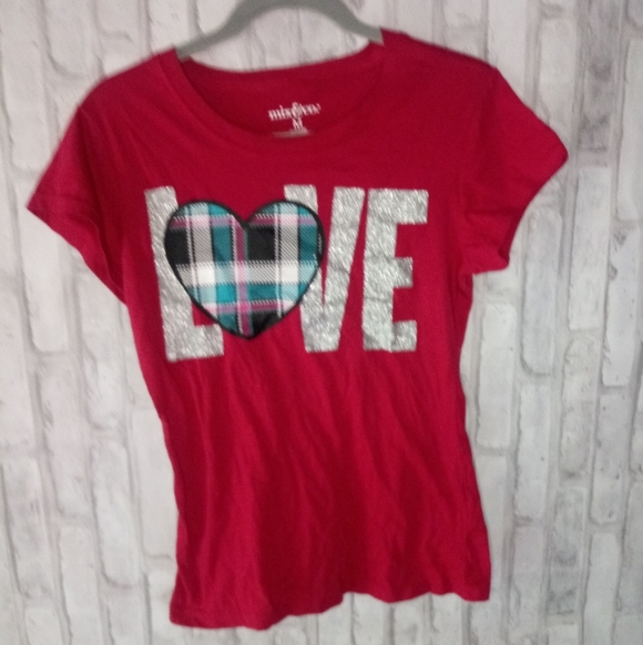 Mix & Co.Love plaid heart short sleeve tee shirt - Picture 10 of 14